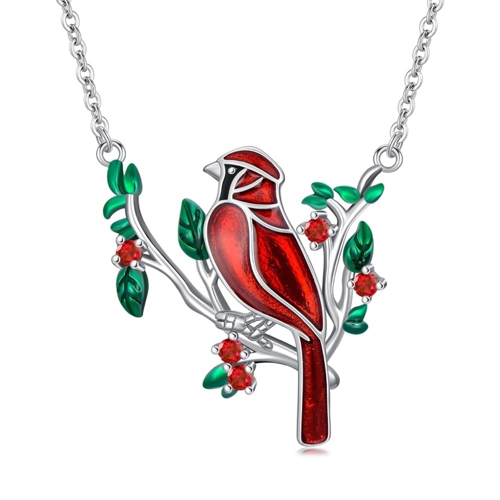18k Cardinal Ruby Holly Branch Fine Jewelry Necklace